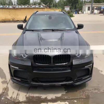 Runde Resin &Half Carbon Material Front Bumper Grille Side Skirt Spoiler Rear Lip Hood For BMW X6 E71 Haman Style Wide Body Kit