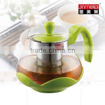 unique shape plastic glass teapot ,colorful glass teapot ,kettle with infuser