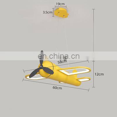 Modern Blue Aircraft Shape Decorative Kids Chandelier Hanging Light Lamp For Bedroom Child Pendant Light