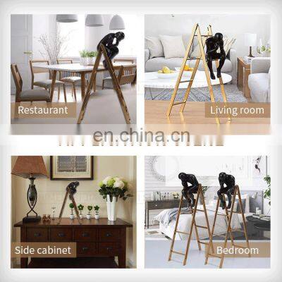 Metal Ladder Resin Thinker Sculpture Tabletop Home Decor photo-5