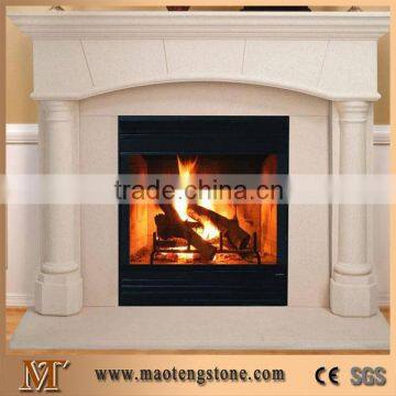 European style attractive and durable stone fireplace