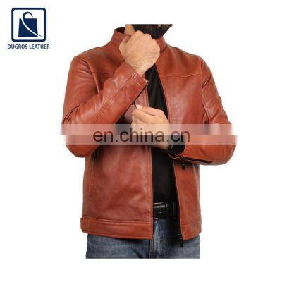Elegant Design High Black Fitting Polyester Lining Men Genuine Leather Jacket From Indian Supplier photo-2