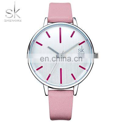 SHENGKE Luxury Ladies Watch Stainless Steel Caseback Leather Band Japan Quartz Movement Watches Custom Logo Watch OEM ODM K0060L