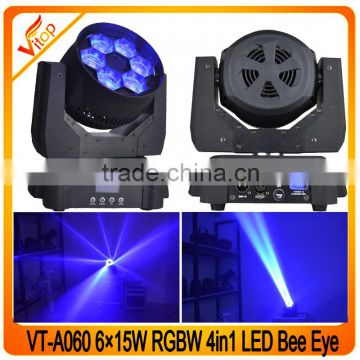 New B eye RGBW 4in1 mini led moving head 15W 6pcs bee eye