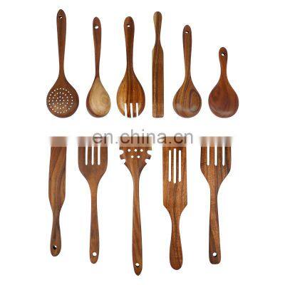 Wooden Utensils Set for Kitchen Handmade Natural Teak Cooking Spoons Wooden Spatula for Nonstick Cookware (7 Sets) photo-3