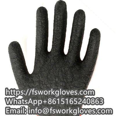13 Gauge Polyester Liner Crinkle Palm Coated Latex Work Gloves photo-3