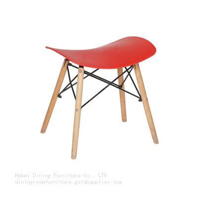 Rectangular Plastic Stool with Wooden Legs DC-P16