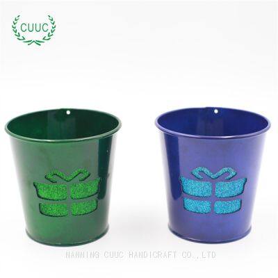 Christmas Flower Pot Planter Metal Bucket Factory for Wholesale Xmas Plant Pot