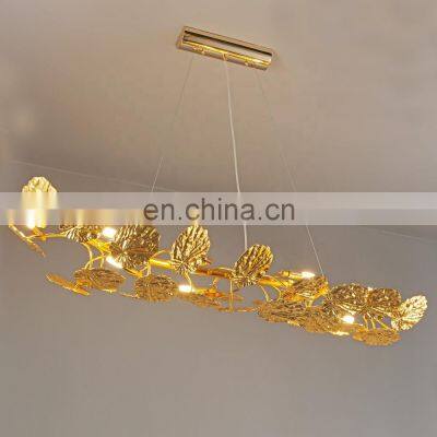 Modern Creative Design Branch Chandelier Luxury Decorative Gold Leaf Glass Pendant Light