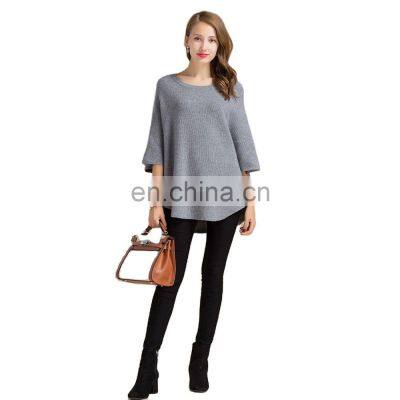 Luxury Pure Cashmere Women's Sweater Half Flare Sleeve Pullover Crew Neck Casual O-Neck Top Solid Style Autumn Season Front Logo