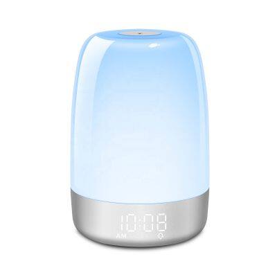 RGB Sunrise Alarm Clock Wake Up Light With Sunrise Colorful Bedside Lamp Sunset Night Light FM Radio Clock Natural Lights photo-4