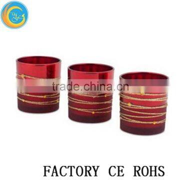 Gold Plated Glass Votive Candle Holders / Votive Cups With Rhinestones For Wedding Decor & Gift photo-2