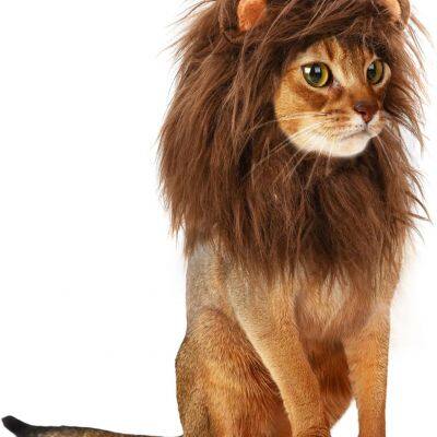 Lion Mane Wig for Cats and Dogs, Funny Pet Cat Costumes for Halloween Christmas, Furry Pet Clothing Accessories