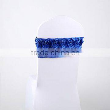 new style royal blue rosette wedding chair bands / satin banquet bands