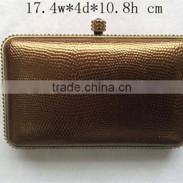 metallic luster PU Evening Clutch Bags with hard case,crystal decoration