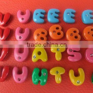 8mm Zinc Alloy Colorful Painting Slide Letters with one Rhinestone