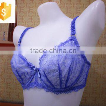 French Emboriedery Lace Bra, Underwire Bra, Purple Bras photo-3