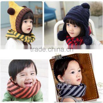 Wholesale New Winter Wool Knitted Striped Circle Loop Kids Infinity Scarf photo-3