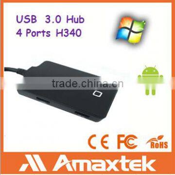 Amaxtek White/ Black USB2.0 3.0 4 Port Hub with LED Indicator For USB Charging