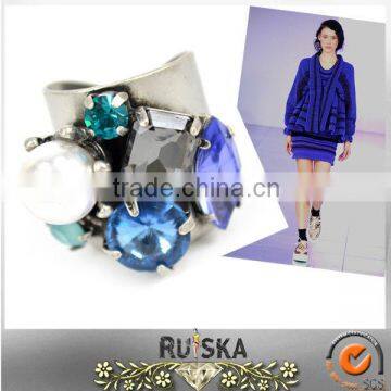 Silver Plating Prong Setting Fashion Crystal Ring