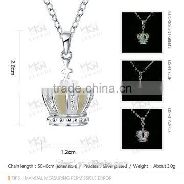 unique design crown shaped pendants Luminous necklace in blue/white/green color