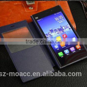 Wholesale for xiaomi mi4 leather case with view window