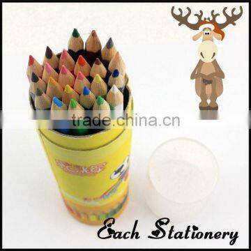 7"inch standard multi rainbow color wooden colored lead pencil in colored printing tube box 24pcs set