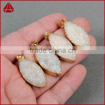 Gold Edge Leaf Druzy Mineral Geode Necklace Jewelry China import necklace jewelry