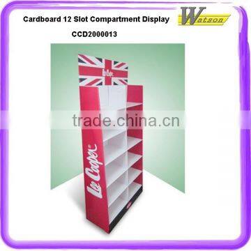 promotion advertising cardboard compartment shelf wobbler display for face makeup brush set
