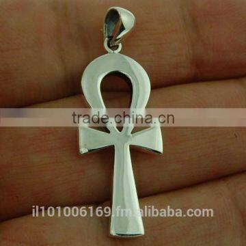 Ancient Egyptian Ankh Cross Silver Pendant, Pn512 photo-2