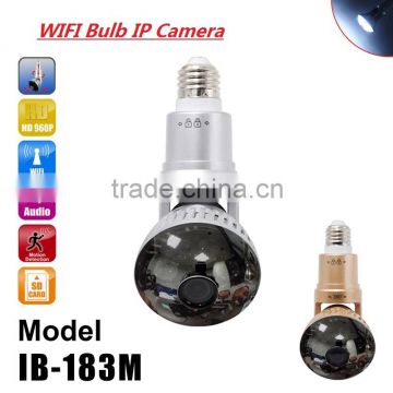 Rotatable wireless hidden camera light bulb wifi with 3 watt lamp, mirror cover camera