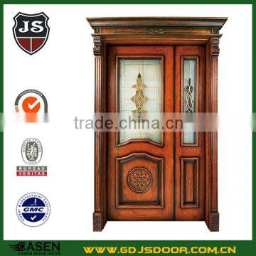 China new modern double wood doors entrance glass painting pictures designs