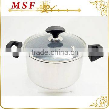 straight shape stainless steel hot pot casserole nonstick marble coating inside and induction bottom