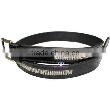 Diamante Leather Belt with Patent 35 MM Width