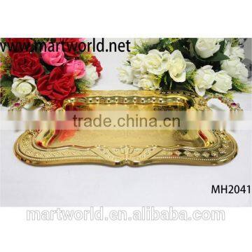 Wholesale gold square tray for wedding events&party,royal and classical golden metal meterial wedding cake stand(MH-2041)