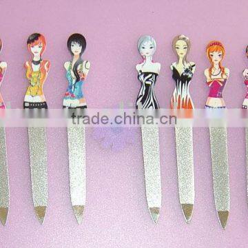 Cute stainless steel nail files with girl's design