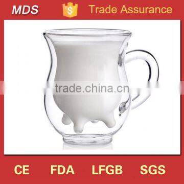 Innovative product double wall glass milk mug with handle