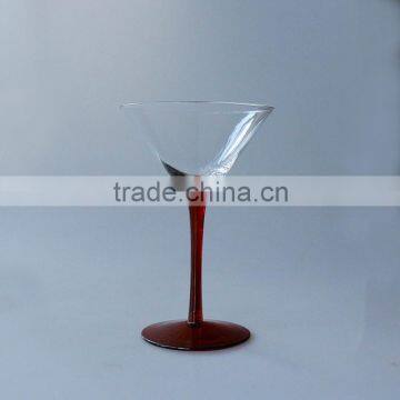 Clear transparent leadfree red solid color stem martini glass popular in stocks crystal high quality