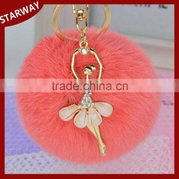 Cell Phone Car Handbag Charm Lady Fur Ball Keychain/