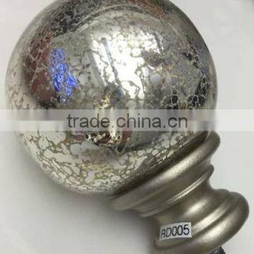 Mercury glass Finial extendable iron curtain rod track runner ROD DIAMETER 1" 5-8" 6-8" 1-2" 1-1/2"