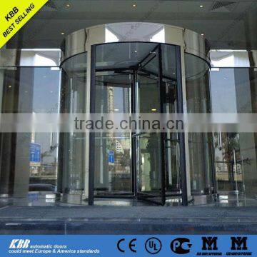 Automatic laminated glass revolving door, aluminium frame, ISO9001 CE UL certificate