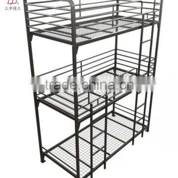 Blue Black White Home Bedroom Metal Kids 3 Tier Bunk Bed