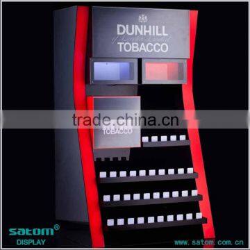 Floor Type Acrylic Cigarette Display Rack With AD Light Box in Top