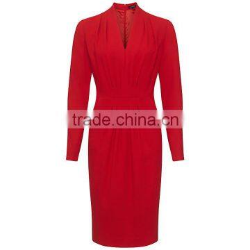 100% Wool V-Neck Cherry Gathered Front Wool Pregnant Women Wedding Dresses 2014 photo-2