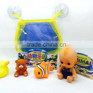 rubber animal bath toy with net mesh suction cup