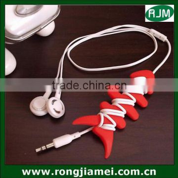 Cute fish bone silicone cable winder tidy