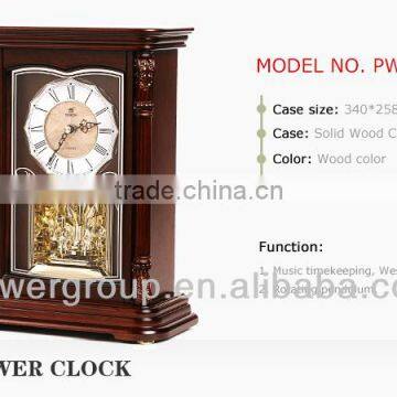 Roman digital shell dial table clock with Westminster music hand-crafted carving and traditional lacquer finish wood PW1417