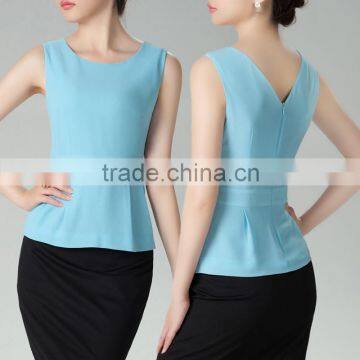 Women's Silk 100% Solid Peplum TankTop with OEM ODM Type Clothing Factory Manufacturer From Guangzhou