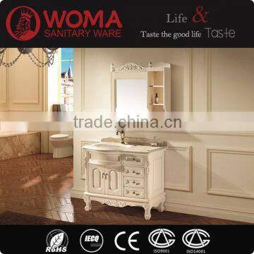 No.1Quality Cream Color Wood wash basin Floor standing vanity NO.6011