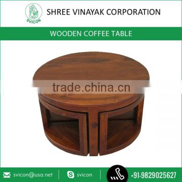 Round Coffee Table with Wooden Stools for Outdoor Gathering Available at Attractive Price